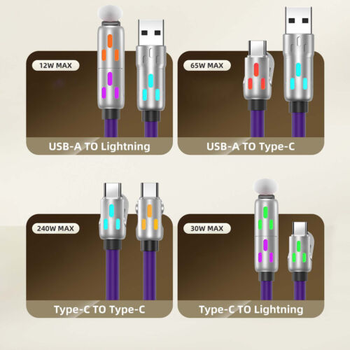 4 in 1 Multi-USB Charging Cable - MAX 240W Fast Charging/With USB A+ Type-C 40in - Picture 3 of 29