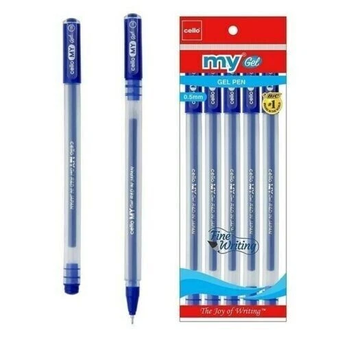 5x Cello MY GEL Pen BLUE 0.5mm Waterproof Ink Free Shipping