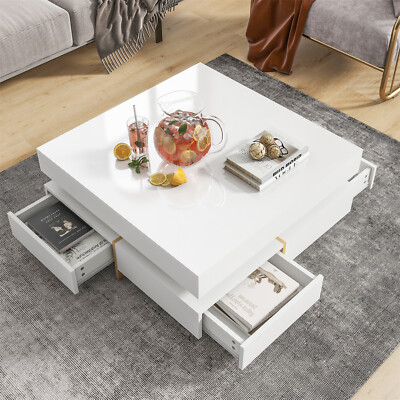 Small White Gloss Side Table Modern High Gloss Coffee Table