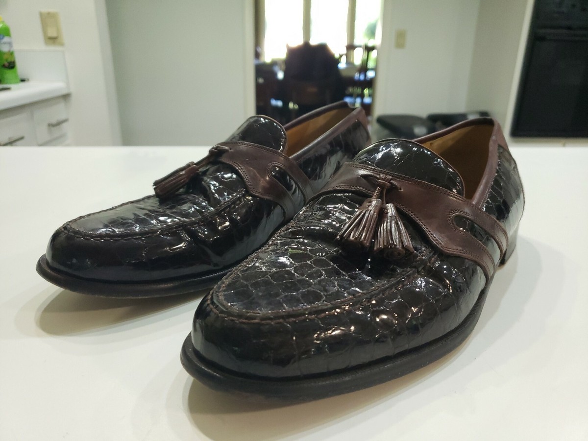 Johnston & Murphy Mixon 15 1950 Brown Leather Croc Mens Loafer 11