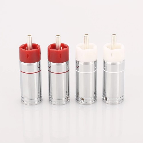 4 szt. Pozłacane posrebrzane czysta miedź RCA Cinch Wtyczka do kabla audio 9mm - Zdjęcie 3 z 8