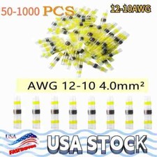 50-1000PCS Solder Seal Sleeve Heat Shrink Wire Connectors Butt Terminals Yellow