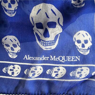Alexander McQueen Skull Silk Scarf Blue | eBay