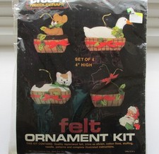Titan Christmas Felt Ornament Kit Embroidery Scotty Dog Cat Teddy Goose Vintage