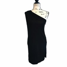 Line 2627 Womens Small Little Black Dress Cocktail One Shoulder Pockets Sexy