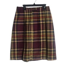 Vintage handmade 60  s plaid wool skirt Sz XS plum purple/multi