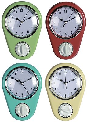 Küchenuhr Wanduhr »Kitchen« Retro Uhr 50er Jahre mit Kurzzeitwecker