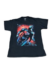 Superman T-shirt Men's Large Black Short Sleeve Crew Neck Graphic Graffiti Tee