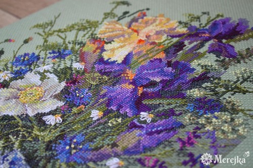 Merejka Counted Cross-Stitch Kit Irises and Wildflowers K-249 - Picture 5 of 5