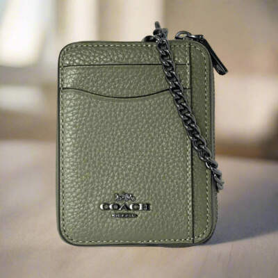 Coach Zip Card Case ID Wallet Pebbled Leather 6303 Mini