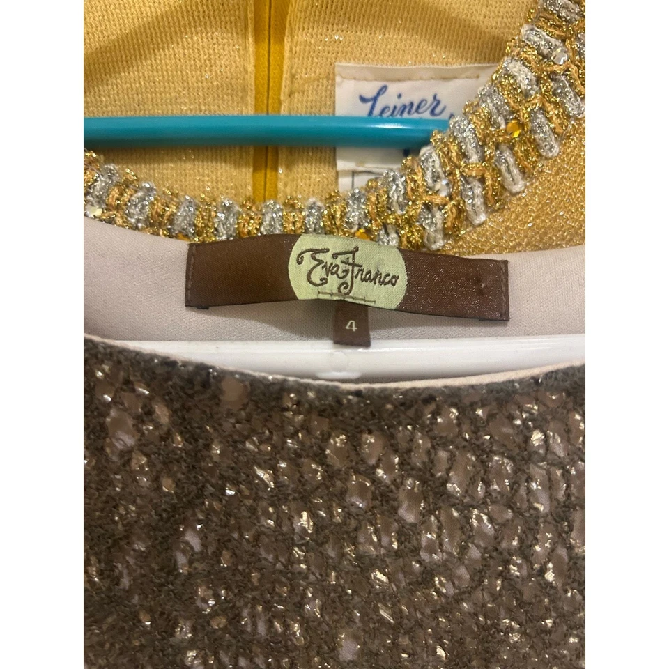 Impresionante Vestido Eva Franco Sin Mangas Brillo Ojales Talla 4 Foto 4 de 4