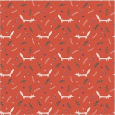 Paintbrush Studios Scandanavian Christmas Foxes Red Cotton Fabric By The Yard