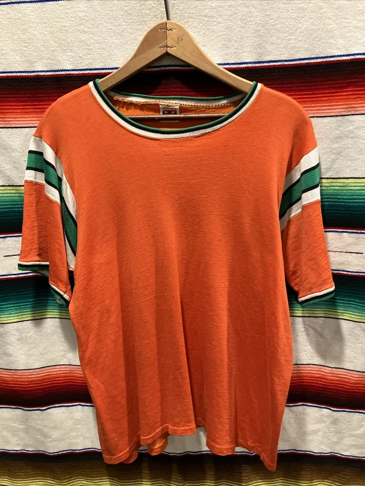 Vintage 50s 60s Mason "Albro" Rayon Striped Jersey Medium 20.5x24 USA Made - Image 2 of 4