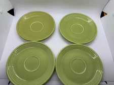 Homer Laughlin Fiesta Fiestaware Chartreuse 6” Saucer Vintage 1950’s Set Of 4