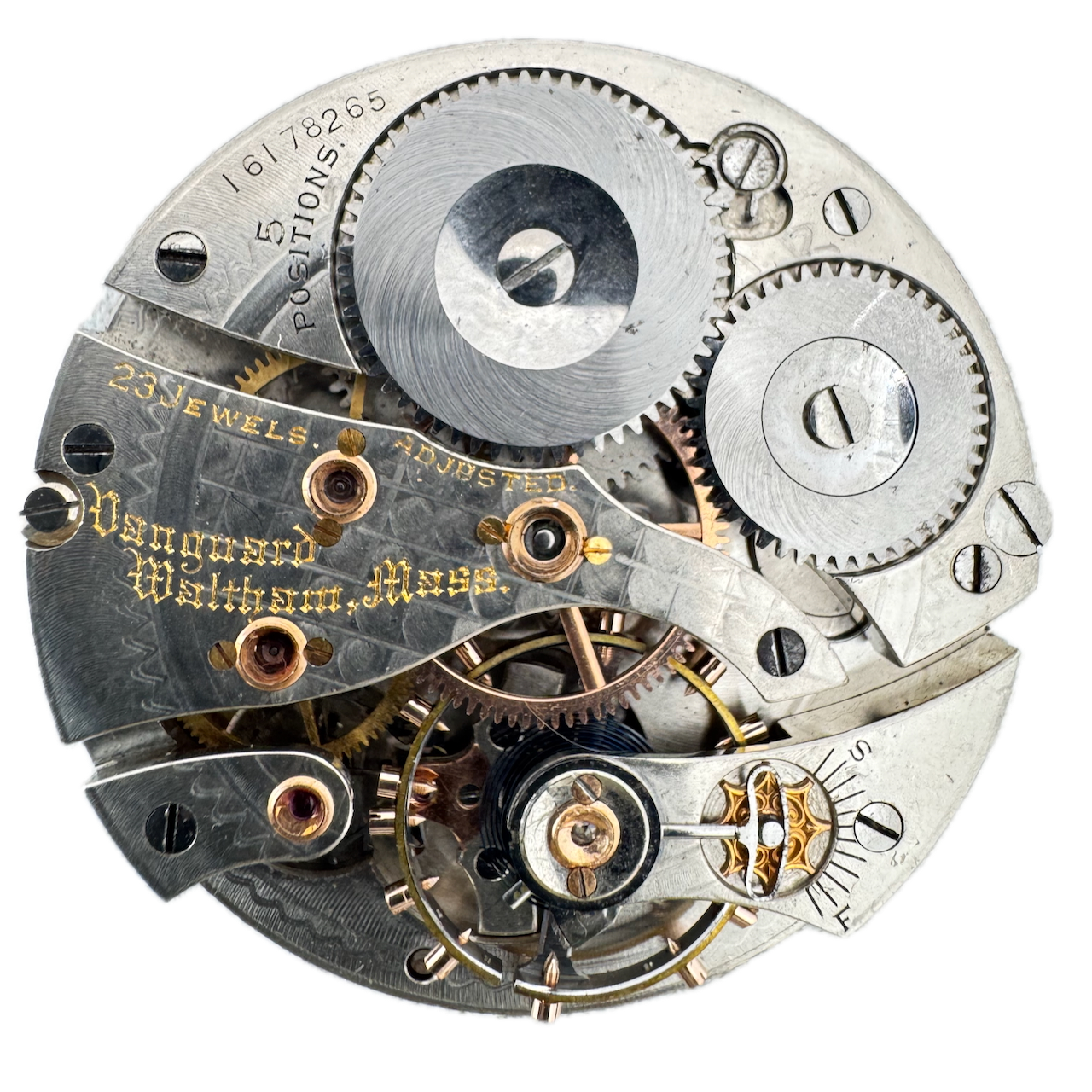 Antique 16s 1907 Waltham 23j Mechanical Railroad Pocket Watch Movement Vanguard