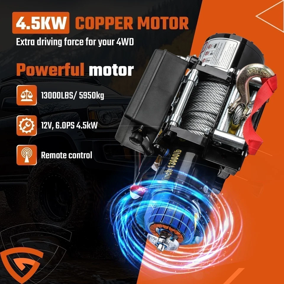 Electric Winch 10000LB 12000LBS 13000LBS 4500LBS Winch 4WD For Trailer Jeep US Foto 2 de 4