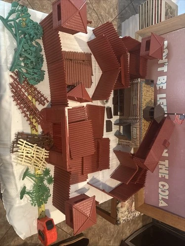 Vintage Lot of Marx Fort Apache Playset Parts Tin Supply EXTRAS NOICE