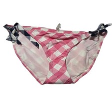 American Eagle Pink White Gingham Bikini Bottom Size XL Side Ties Swimsuit