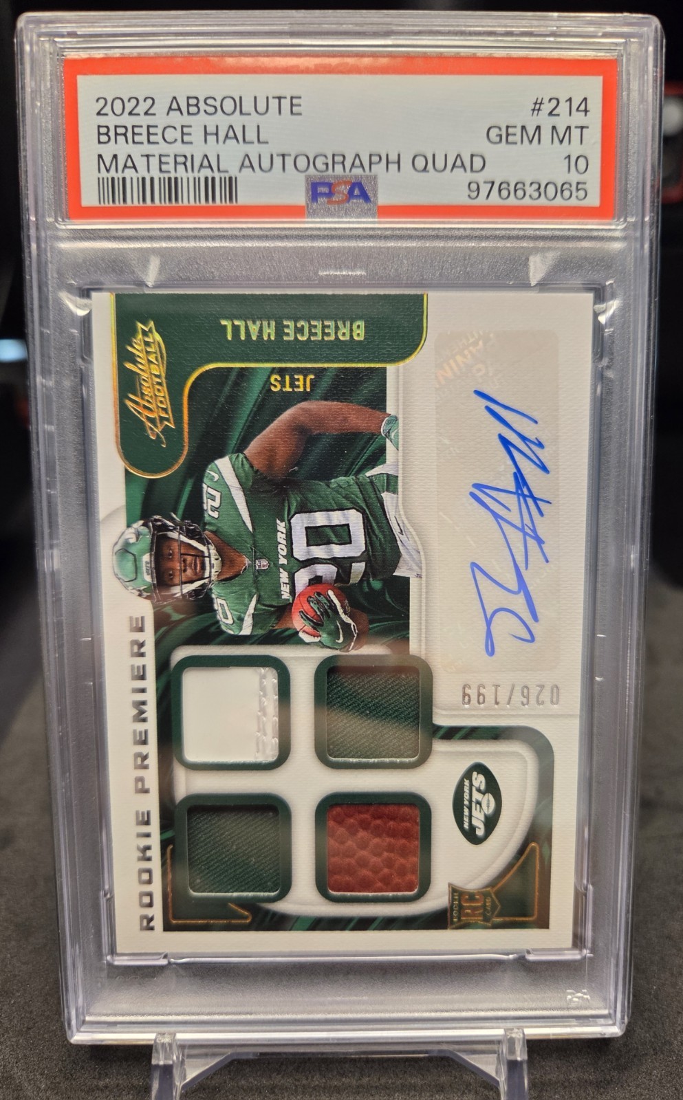 Breece Hall Panini Absolute #214 Material Autograph