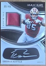 GEORGE KITTLE EYE BLACK JERSEY & ON CARD AUTOGRAPH #/49- 2025 PANINI IMMACULATE 