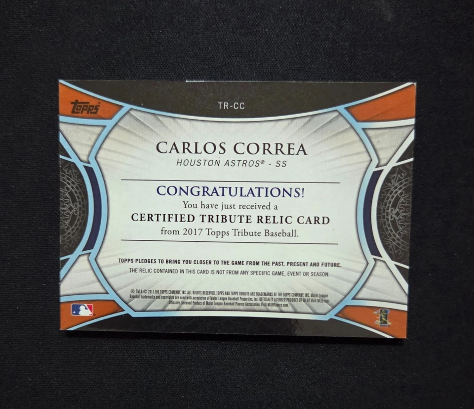 2017 Carlos Correa Topps Tribute Relic 061/192 #TR-CC - Image 2 of 2