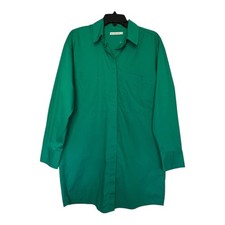Abercrombie & Fitch womens sz small S Kelly green button long sleeve shirt dress