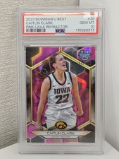 2023-24 Bowman University Best - Caitlin Clark #30 Pink Lava Refractor /100 (RC)