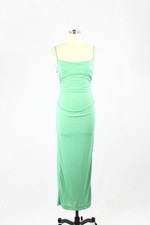 ZARA Green Jersey Ruched Square Neck Open Back Tie Maxi Dress, Size S