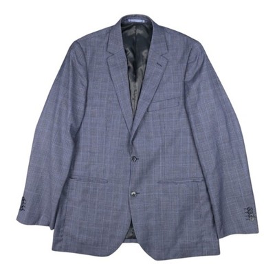 Gazman Blazer Mens MEDIUM Blue Jacket Check Two Button Lined Viscose Size M 40R