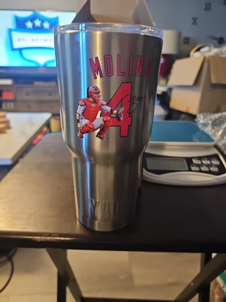 NIB St Louis Cardinals Yadier Molina Silver Stainless Steel 30 oz Yadi Tumbler - Image 3 of 4