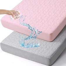 Waterproof Crib Mattress Protector: 2-Pack Quilted Toddler Mattress Pad Sheet...