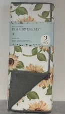 Sultan’s Linens KITCHEN DRYING MATS (2) REVERSIBLE SUNFLOWERS GOLD 16 X 29