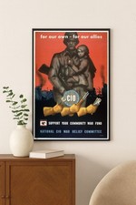 Vintage c1940s WWII CIO War Relief Poster - Union Support 24x32?