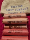 10 ROLL LOT, 50 PENNIES PER ROLL. UNSEARCHED WHEAT PENNIES. 500 WHEAT PENNIES!