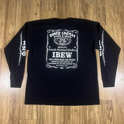 #ad IBEW Union Made Shirt Mens 2XL Black Long Sleeve Local 126 Power Lineman Graphic $29.89