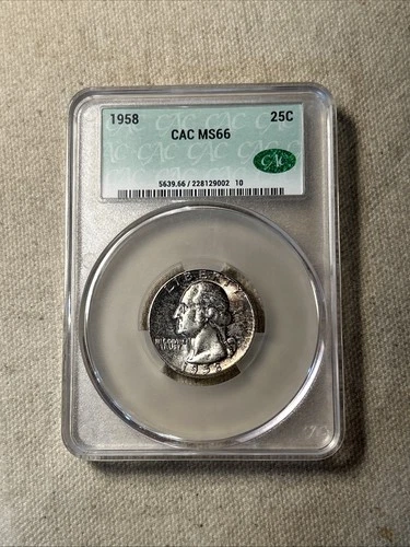 1958 P Washington Silver Quarter CACG MS66