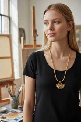 M. Frey Wille Enamel Gold Tone Necklace 18 Inches