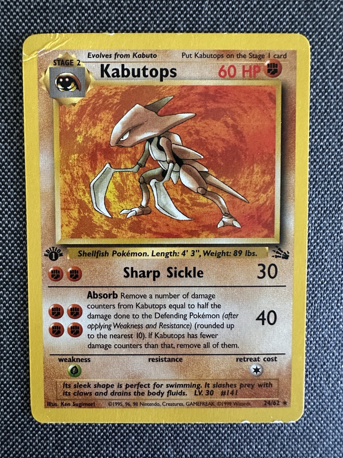 Pokémon TCG Kabutops Fossil 24/62 Regular Unlimited Rare MP