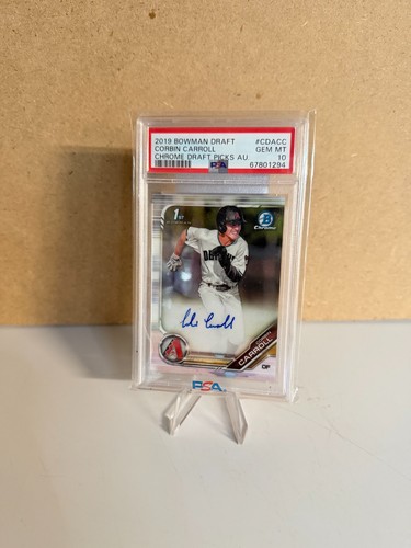 2019 BOWMAN DRAFT CHROME AUTO- AZ DIAMOND BACKS- CORBIN CARROLL #CDACC- PSA 10!