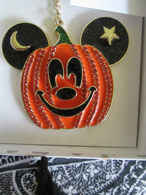 BaubleBar Disney Halloween MICKEY Mouse PUMPKIN  GLITTER CRYSTALS Bag Charm/NIB
