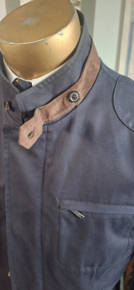 Brooks Brothers Traveler Blazer Mens Navy Zip Up Jacket Size M Silk & Cotton - Image 3 of 4