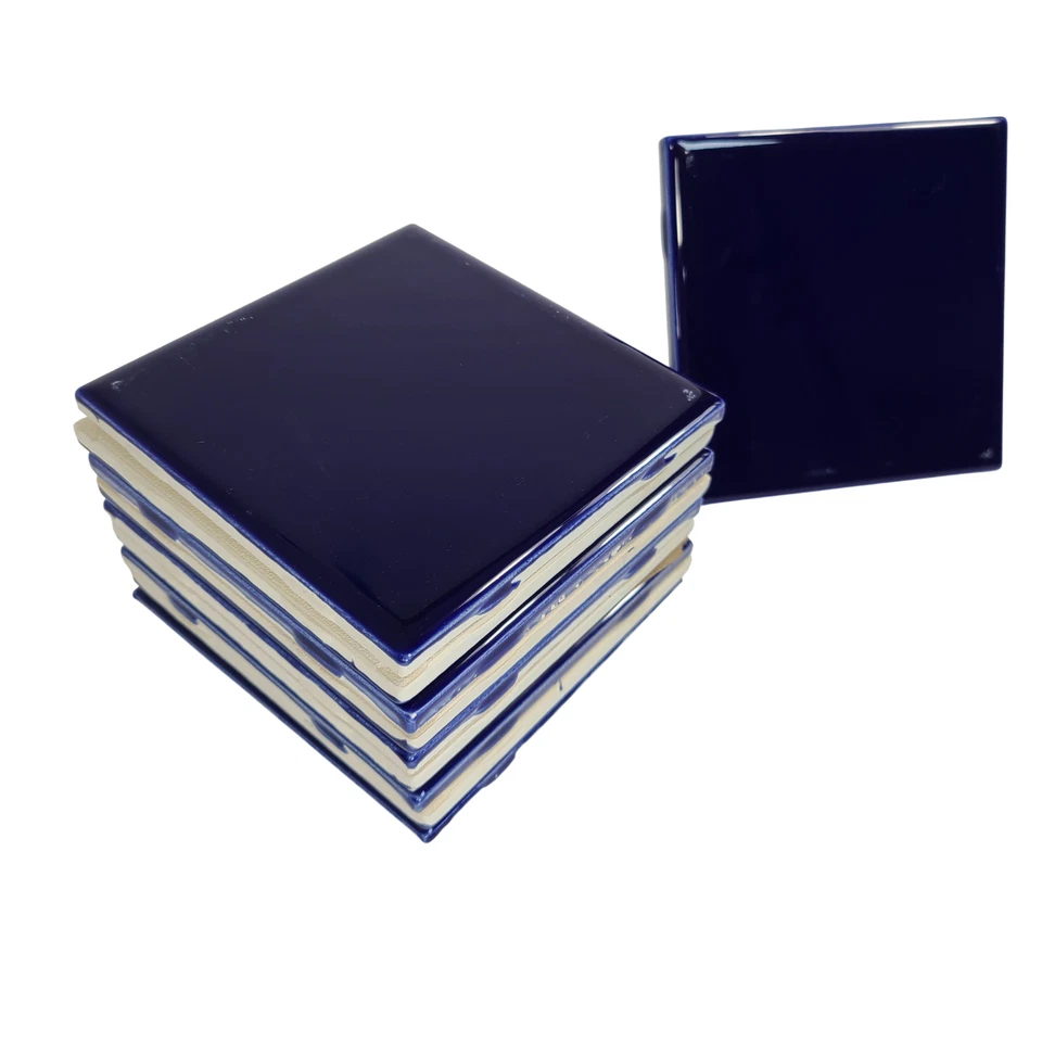 Azulejo de cerámica azul cobalto 4,25 pulgadas metro cuadrado ducha cocina pared salpicadero Foto 4 de 4