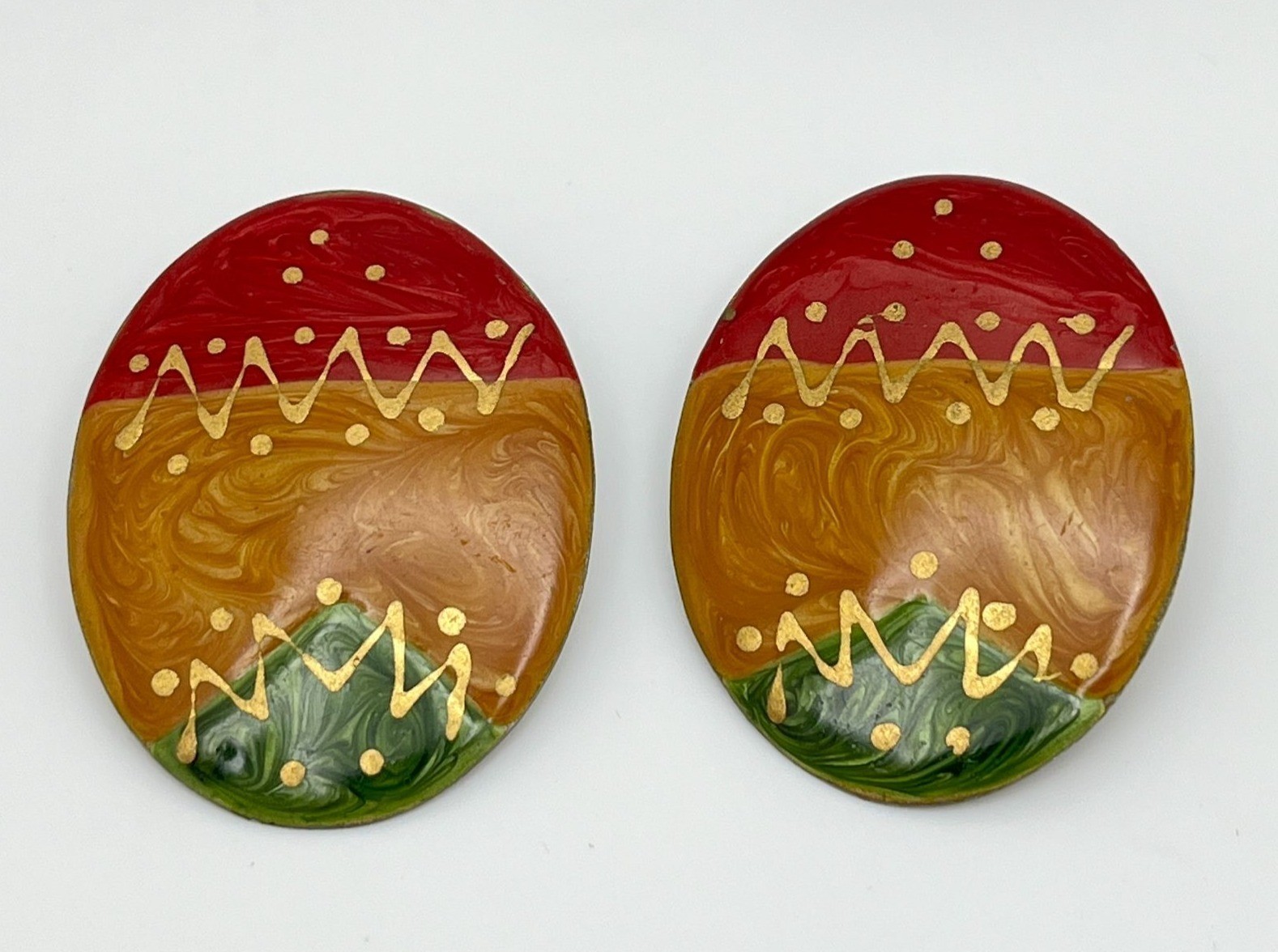 Easter Earrings Oval Statement Decorated Egg Holi… - image 5