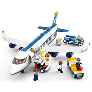 NEW MOC City Plane Airliner Helicopter Airport Building Blocks Model Kit