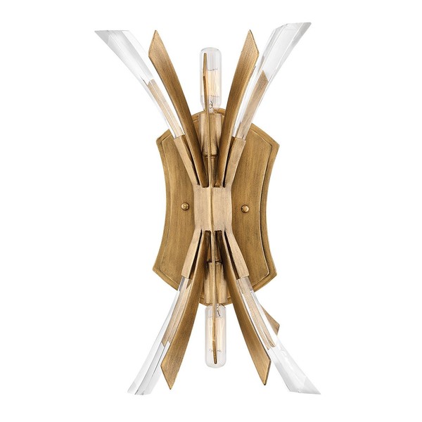 Wandleuchte Innen Modern 43,8 Cm Hoch Kristall Metall In Gold 2X E14 Wandlampe-image