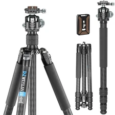 WEYLLAN Professional Heavy Duty Carbon Fiber Tripod, 72.6'' Camera Tripod Mon...