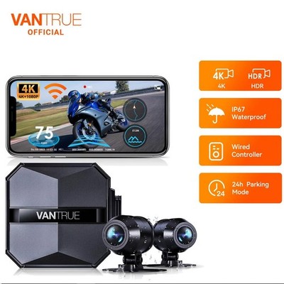Vantrue F1 4K Motorcycle Dash Cam Dual Lens WiFi GPS Wired Controller Waterproof