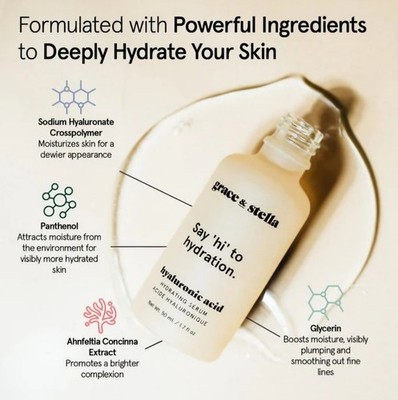 Grace & Stella Hyaluronic Acid Hydrating Serum Anti No Age Glass Skin Dewy 1.7oz