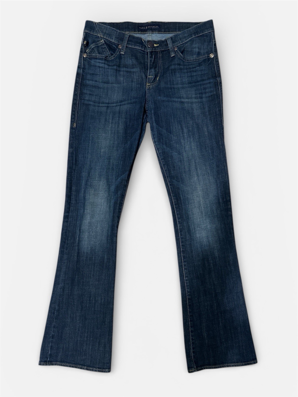 Rock & Republic Bootcut Blue Denim Studded 5-Pocket Women's Jeans Y2K