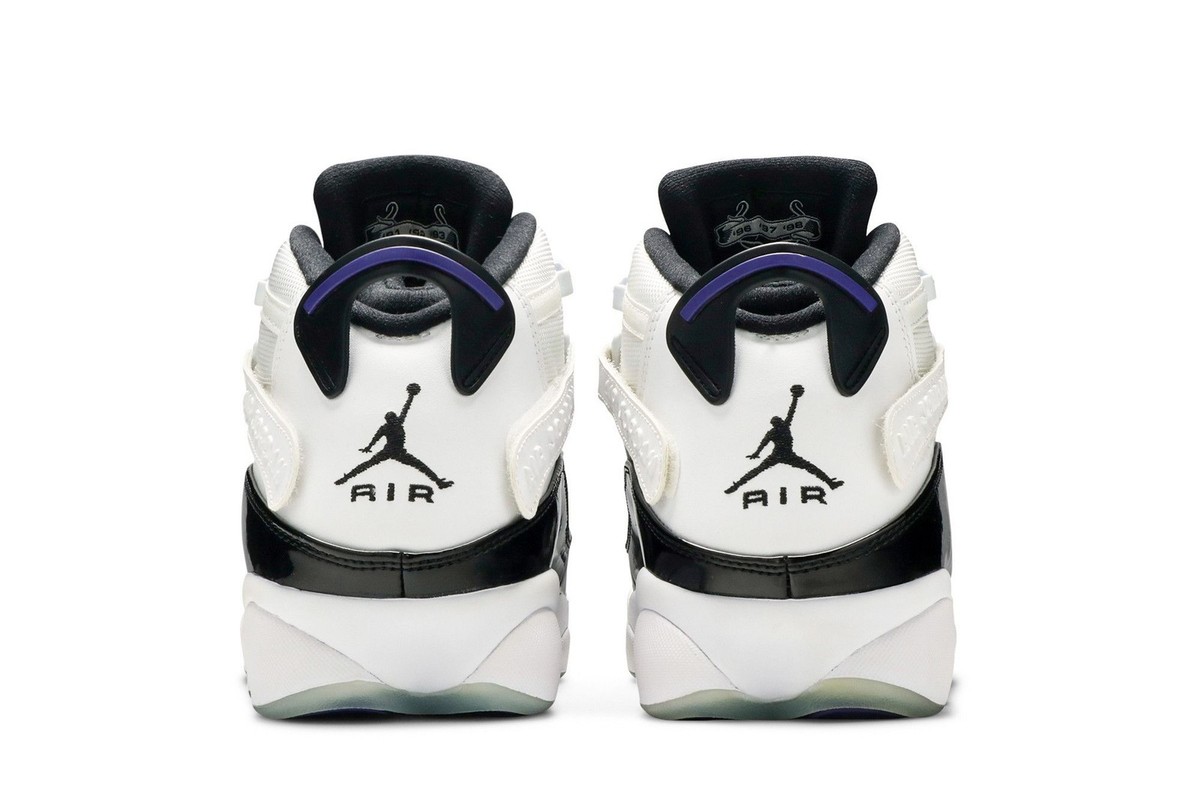 Size 8.5 Nike Air Jordan 6 Rings White Black Dark Concord Mens Shoes‎ 322992-104 Nike Mens Air Jordan 6 Rings Basketball Concord White Black  main image 4